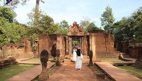 Start your journey with Banteay Srei’s vibrant glow